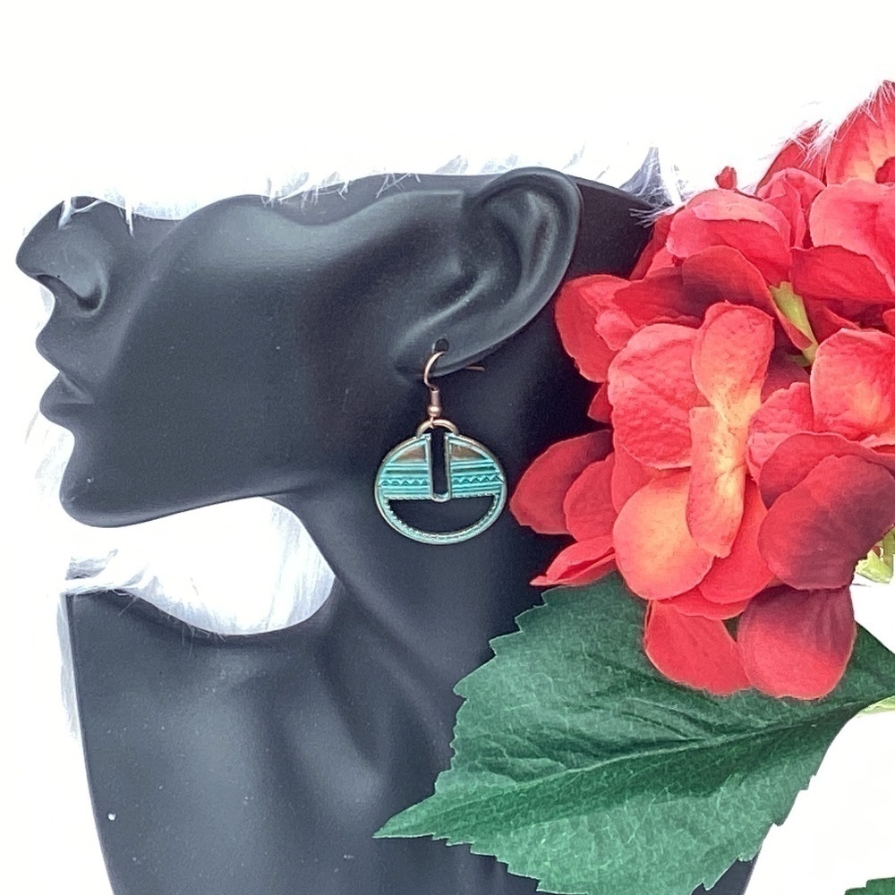 BOGO New Turquoise Blue & Copper Southwestern Bohemian Hook Hoop Earrings